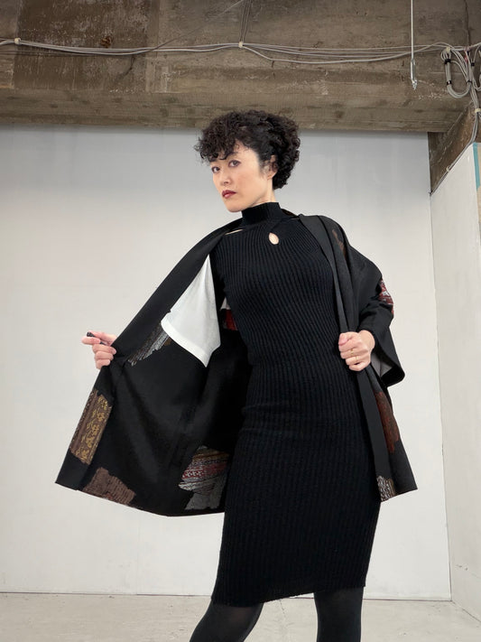 VINTAGE BLACK HAORI BLK118"