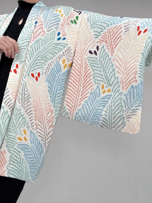 VINTAGE SHIBORI HAORI "kujyaku, SIB105"