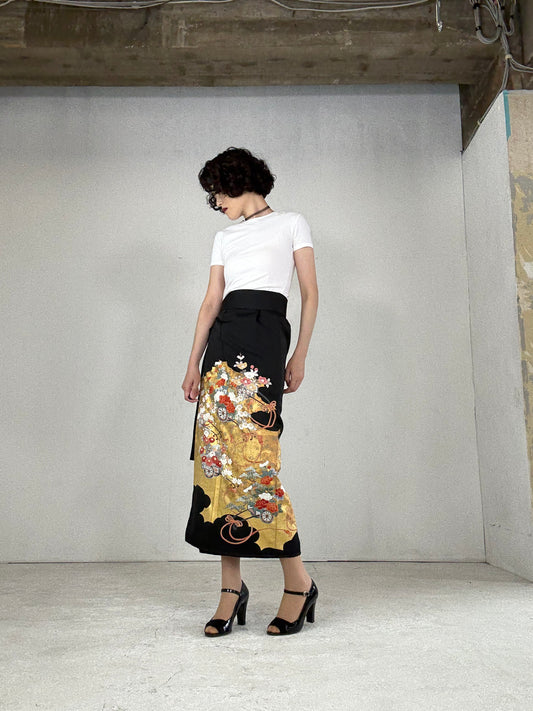 EDO-ZUMA SKIRT UPCYCLED FROM JAPANESE KIMONO "006"