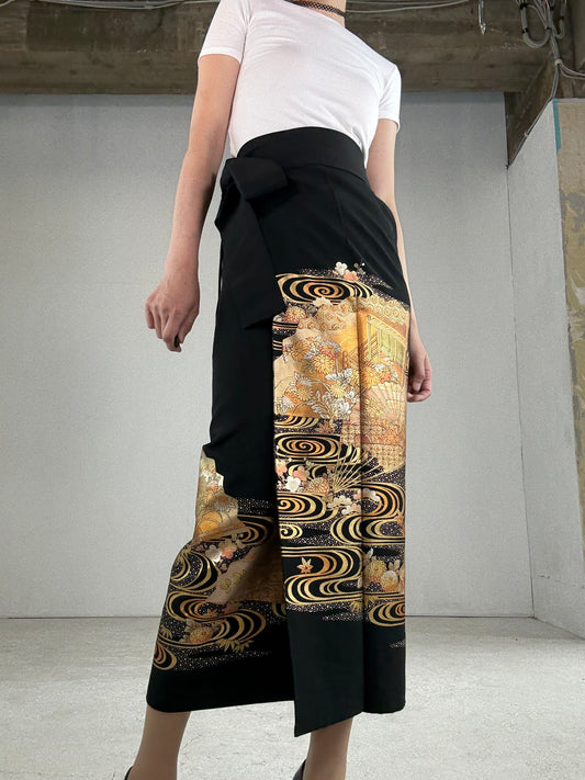 EDO-ZUMA SKIRT UPCYCLED FROM JAPANESE KIMONO "007"