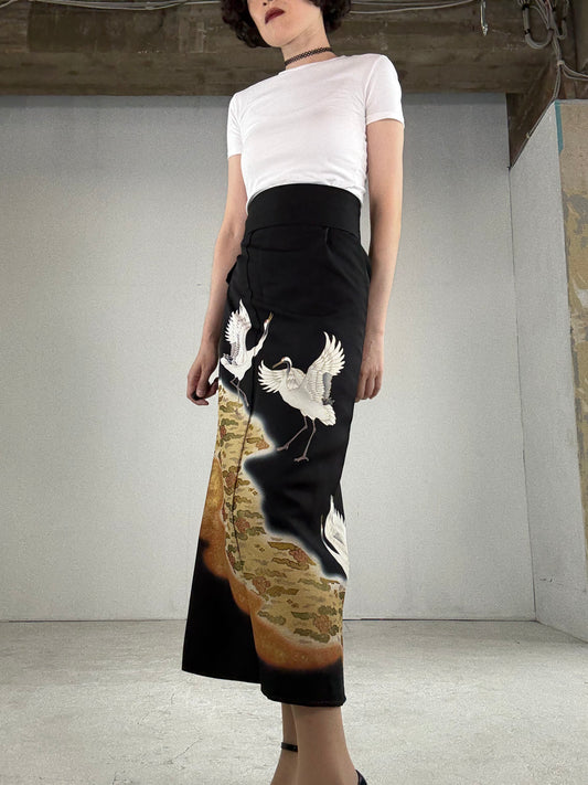 EDO-ZUMA SKIRT UPCYCLED FROM JAPANESE KIMONO "008"