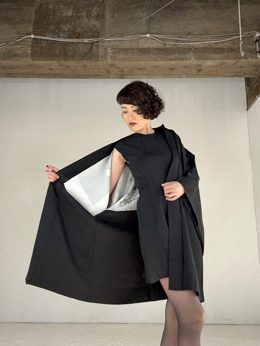 VINTAGE KUROMONTSUKI HAORI "suibokuga"