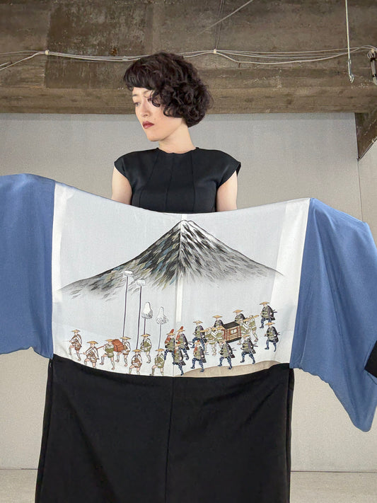 VINTAGE KUROMONTSUKI HAORI "fuji, sankin-kotai"