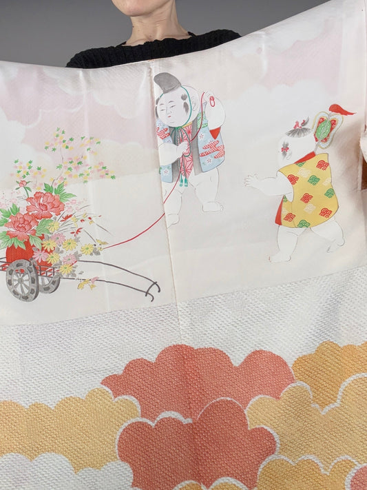 VINTAGE SHIBORI HAORI "orange"