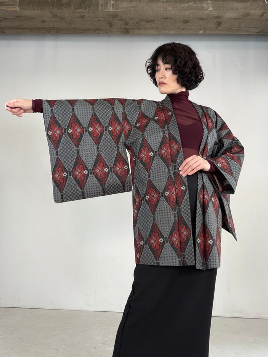 VINTAGE KAWAII HAORI "tsumugi, Haori, hana, flower, KAW116"