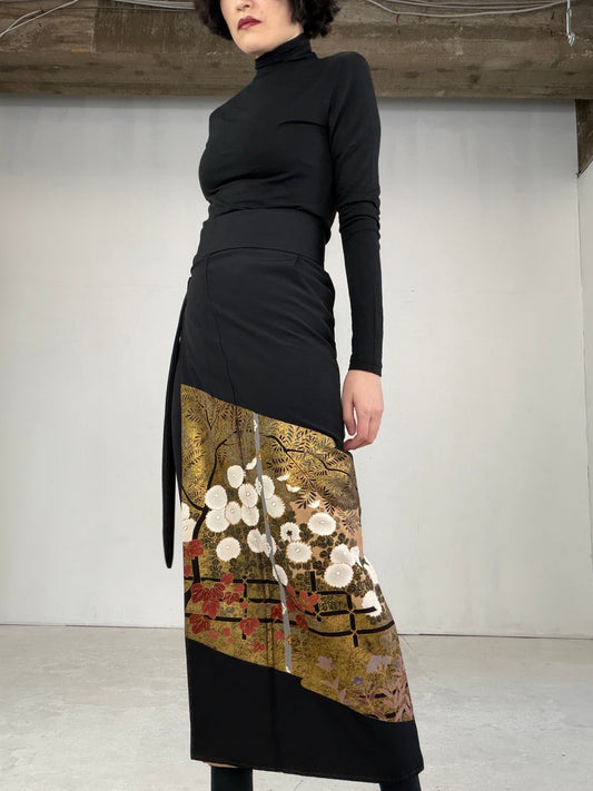 EDO-ZUMA SKIRT UPCYCLED FROM JAPANESE KIMONO "EDO020"