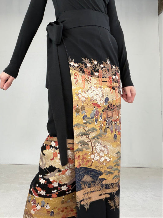 EDO-ZUMA SKIRT UPCYCLED FROM JAPANESE KIMONO "EDO025"