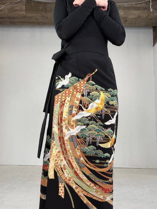 EDO-ZUMA SKIRT UPCYCLED FROM JAPANESE KIMONO "EDO026"