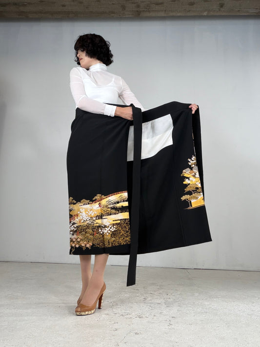 EDO-ZUMA SKIRT UPCYCLED FROM JAPANESE KIMONO "EDO050"