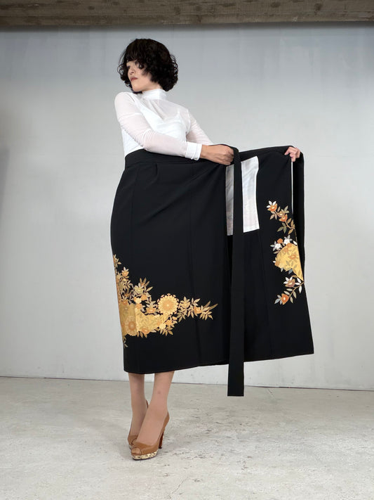 EDO-ZUMA SKIRT UPCYCLED FROM JAPANESE KIMONO "EDO052"