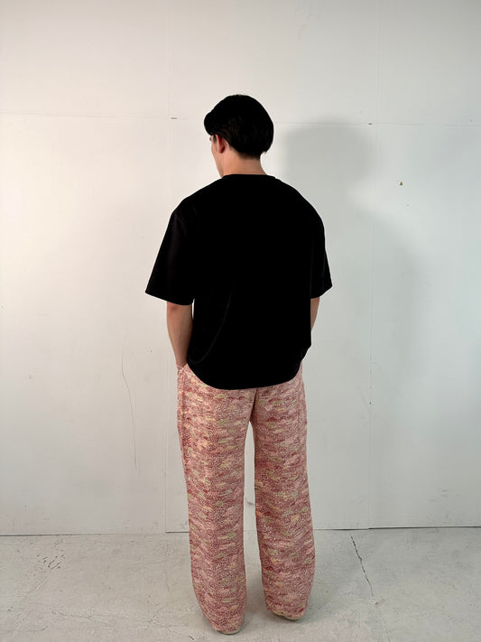 005_KIMONO UNISEX elastic waist pants upcycled from Japanese kimono