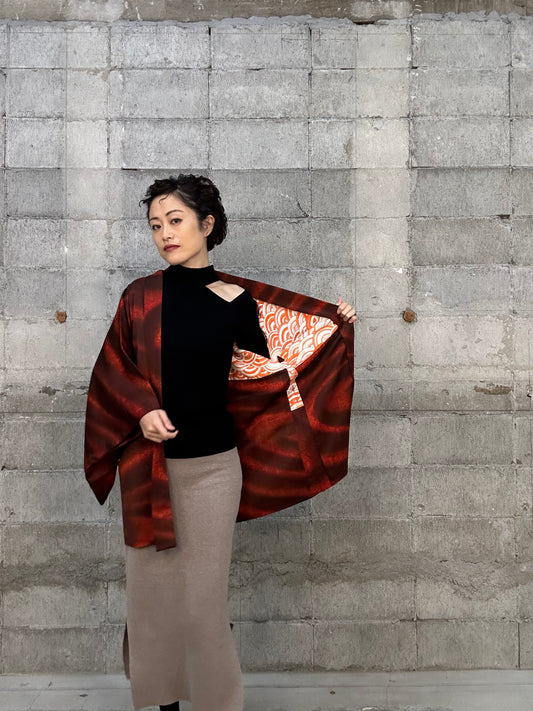 VINTAGE KAWAII HAORI "lined, seigaiha"