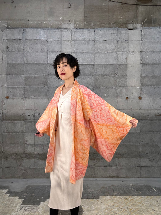 SHIBORI HAORI "013 awai momo, ki"