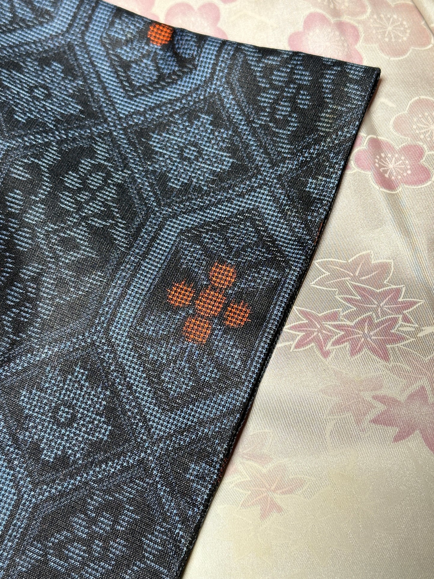 04 Tsumugi HAORI and KIMONO elastic waist pants upcycled from Japanese kimono(Unisex)