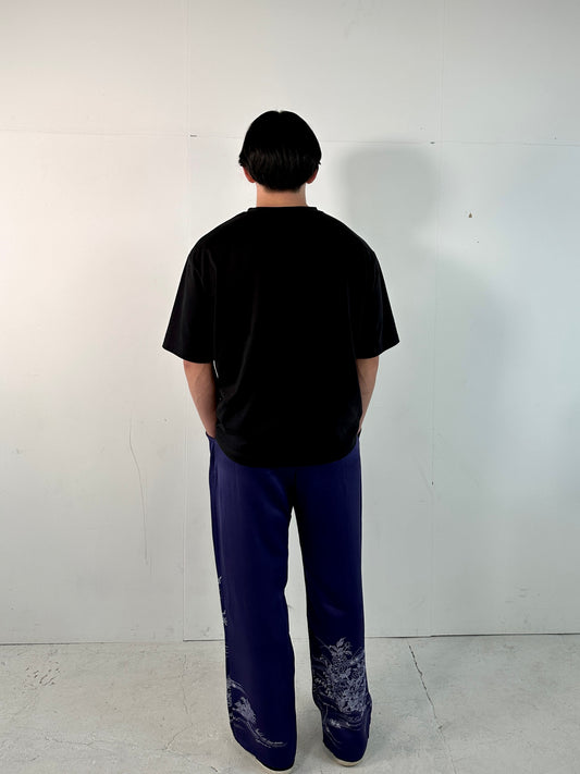 003_KIMONO UNISEX elastic waist pants upcycled from Japanese kimono