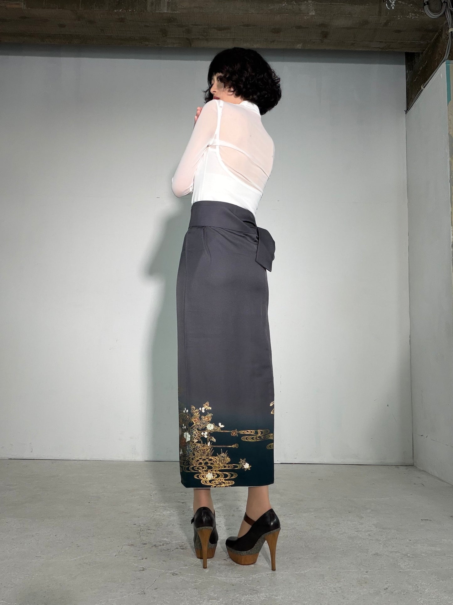 IROTOME SKIRT UPCYCLED FROM JAPANESE KIMONO "IRO137"