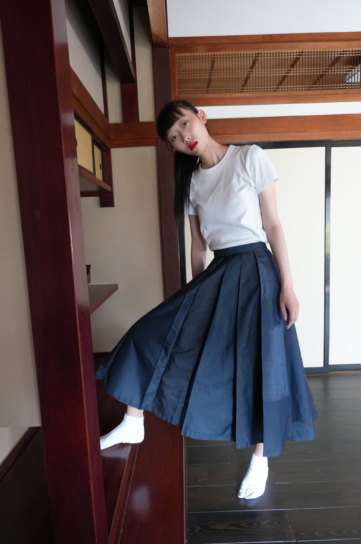 One of a kind — Vintage Tsumugi Hakama Skirt "AIC005" — Upcycled from Japanese Kimono