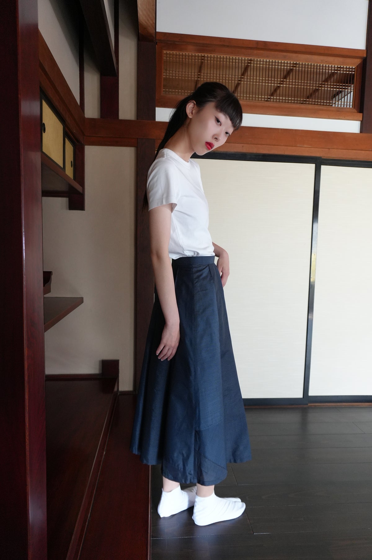 One of a kind — Vintage Tsumugi Hakama Skirt "AIC005" — Upcycled from Japanese Kimono