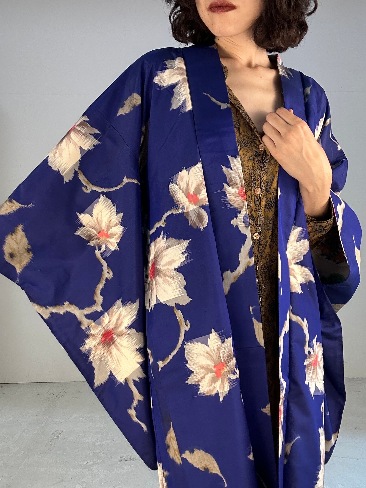 VINTAGE KAWAII HAORI "antique  meisen gunjyouiro"