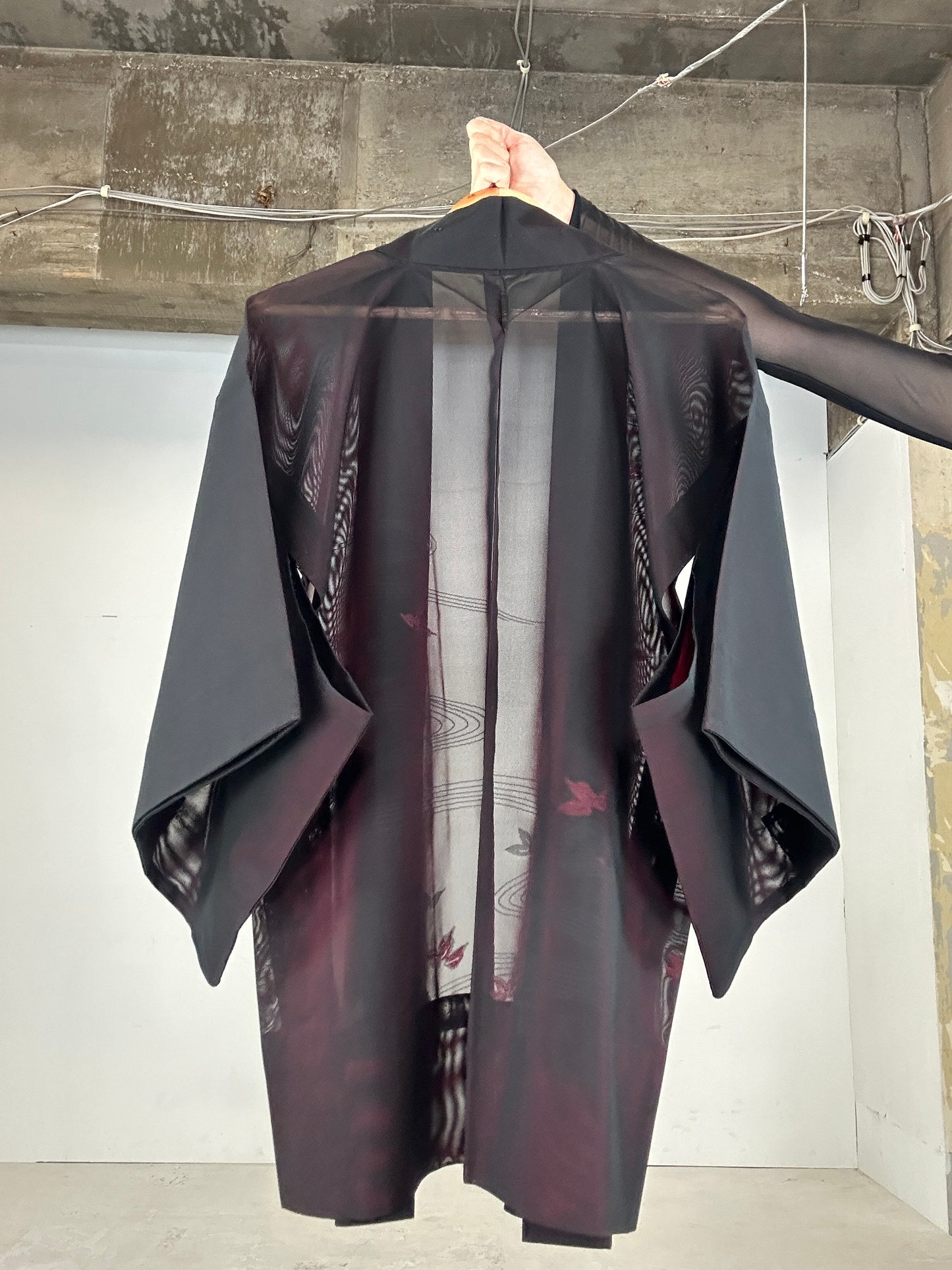 VINTAGE BLACK HAORI SHEER “aka 003 sasa ryusui"