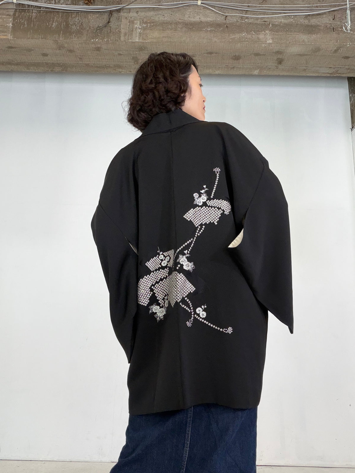 VINTAGE BLACK HAORI  "BLK204" *damage