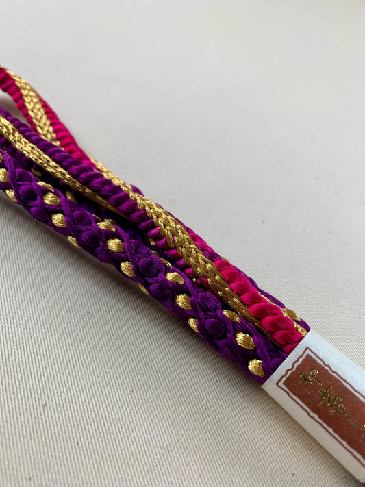 KIMONO OBI Belt Tie Vintage Silk Kimono Cord OBIJIME ”purple,gold”
