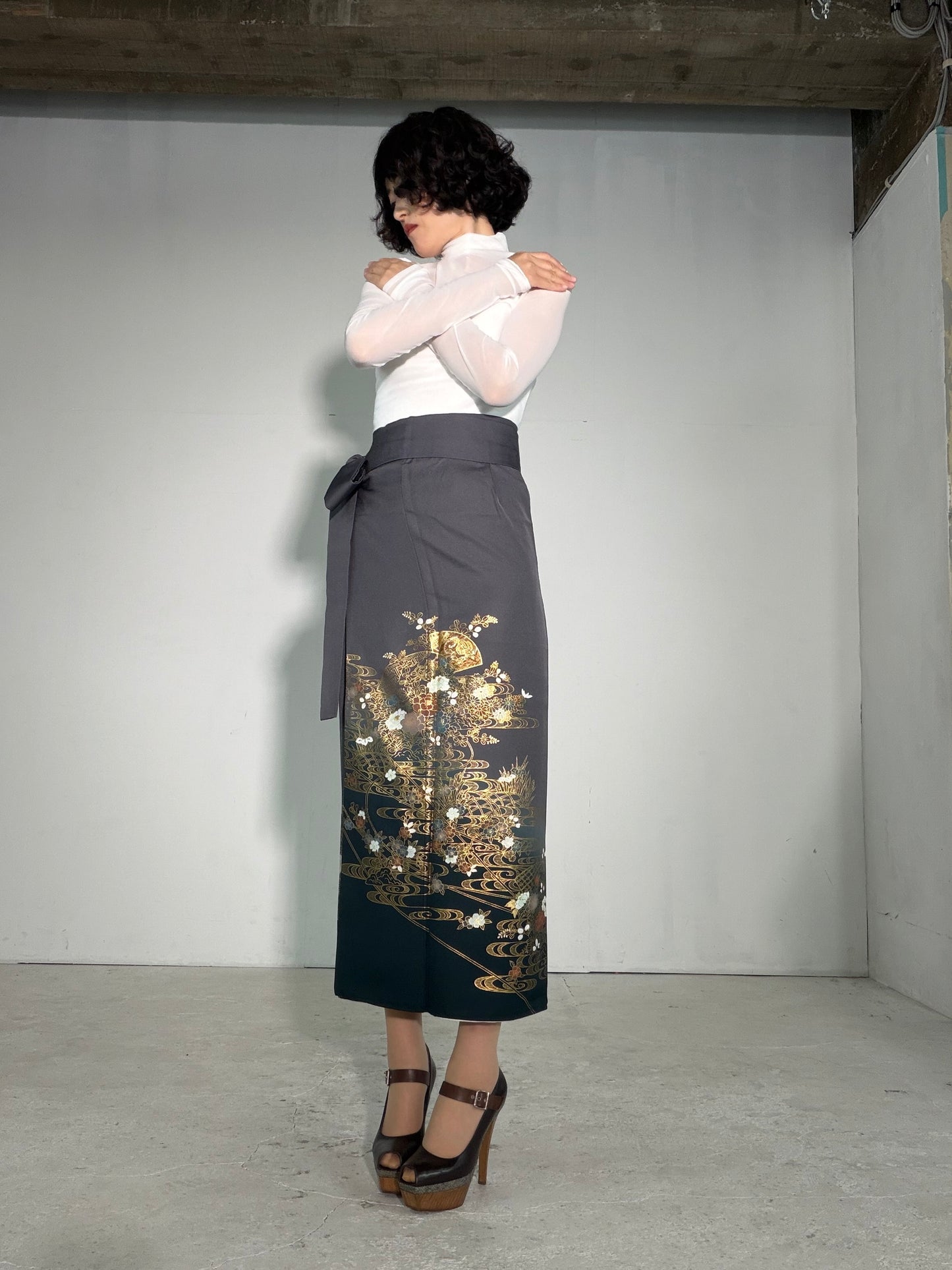 IROTOME SKIRT UPCYCLED FROM JAPANESE KIMONO "IRO137"