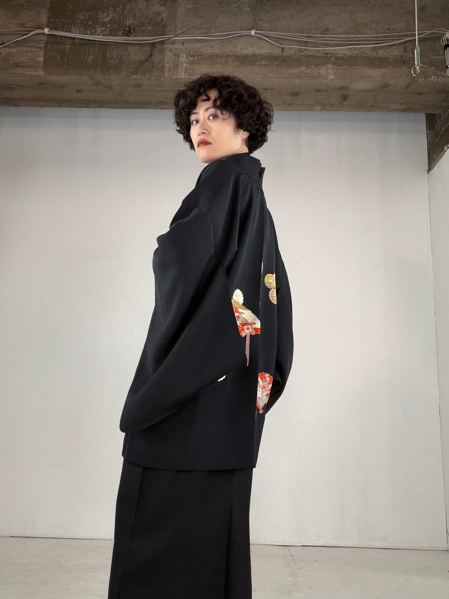 VINTAGE BLACK HAORI  "BLK153"