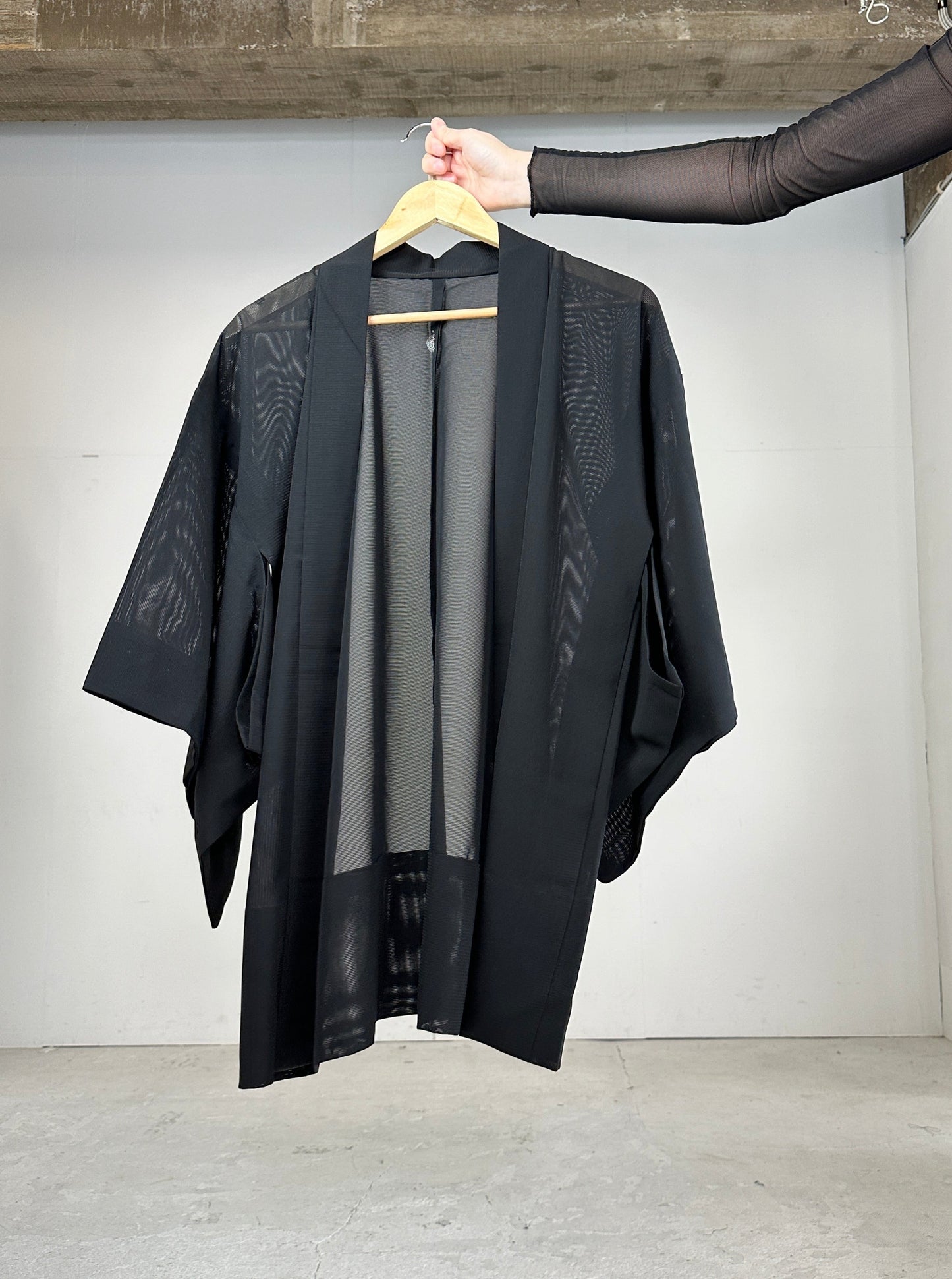 VINTAGE BLACK HAORI SHEER “ro_gin”