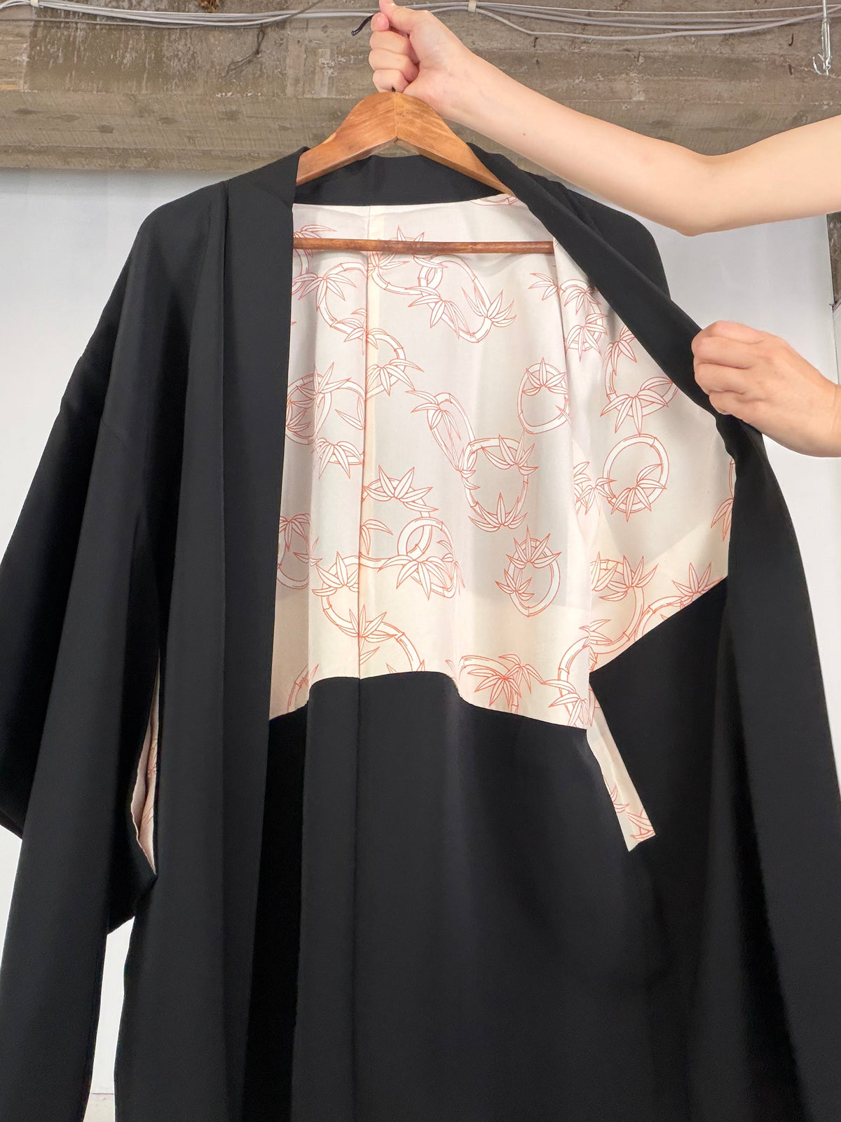 VINTAGE BLACK HAORI  "embroidery, BLK207"