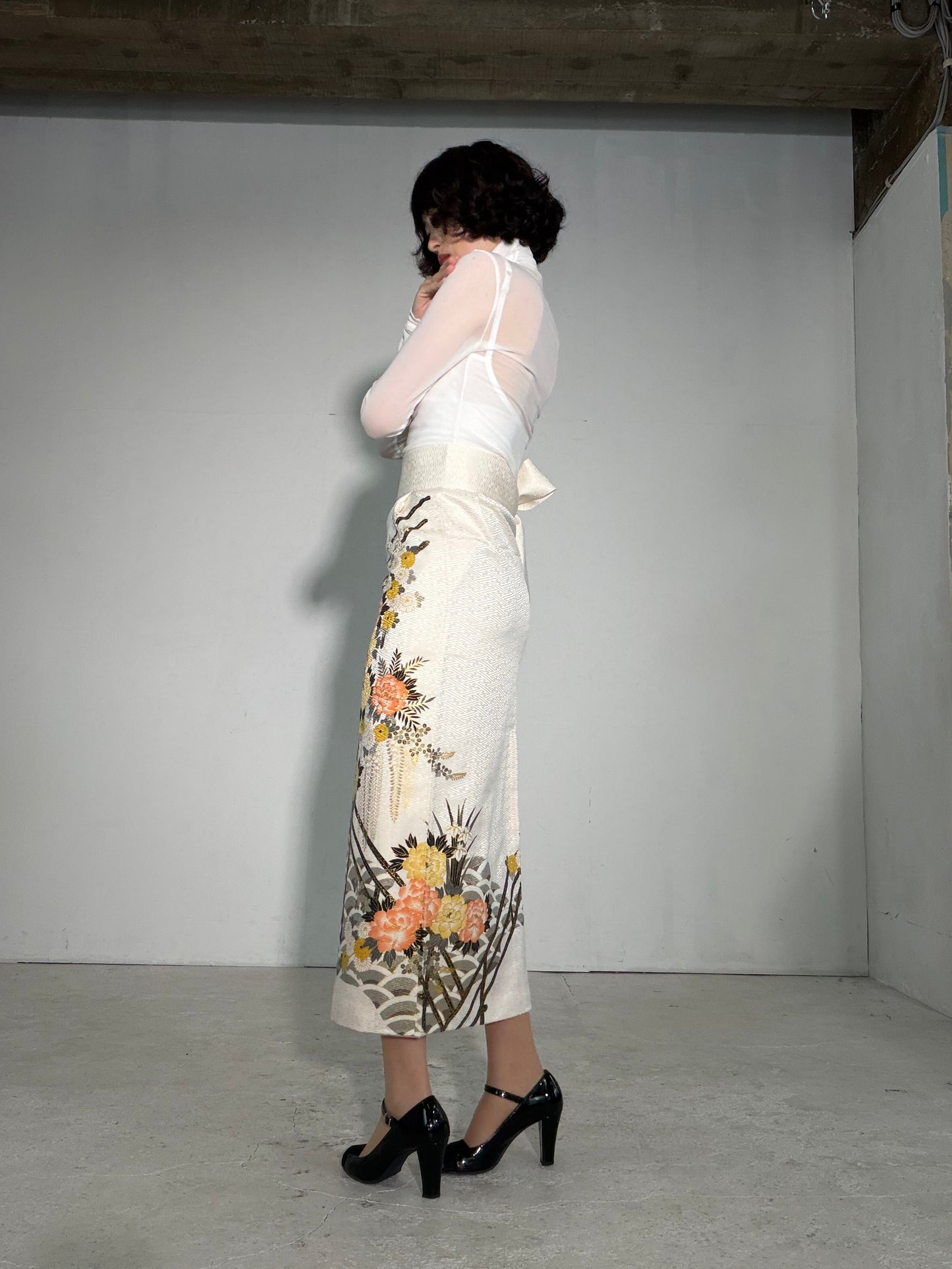 IROTOME SKIRT UPCYCLED FROM JAPANESE KIMONO "IRO136"