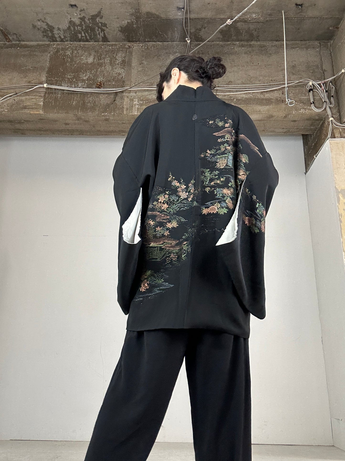 VINTAGE BLACK HAORI "gin no"