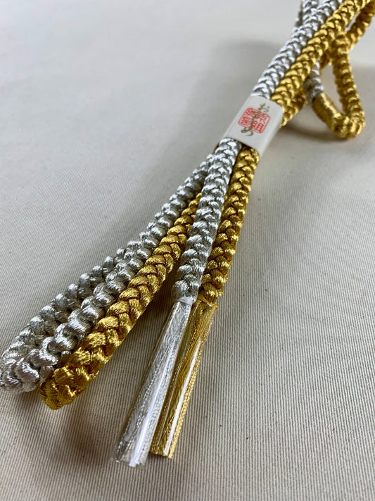 KIMONO OBI Belt Tie Vintage Silk Kimono Cord OBIJIME"silver,gold”