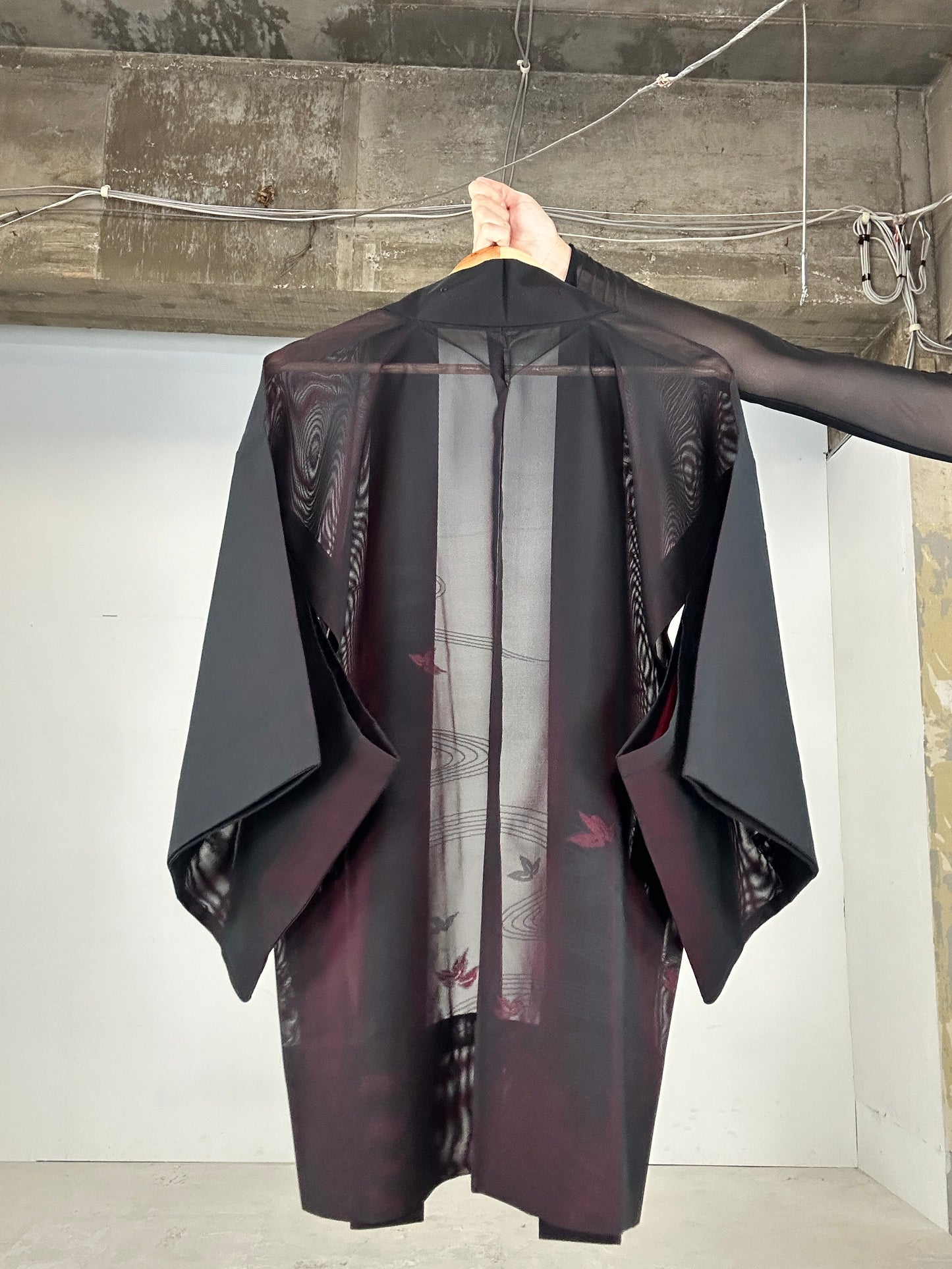 VINTAGE BLACK HAORI SHEER “aka 003 sasa ryusui"