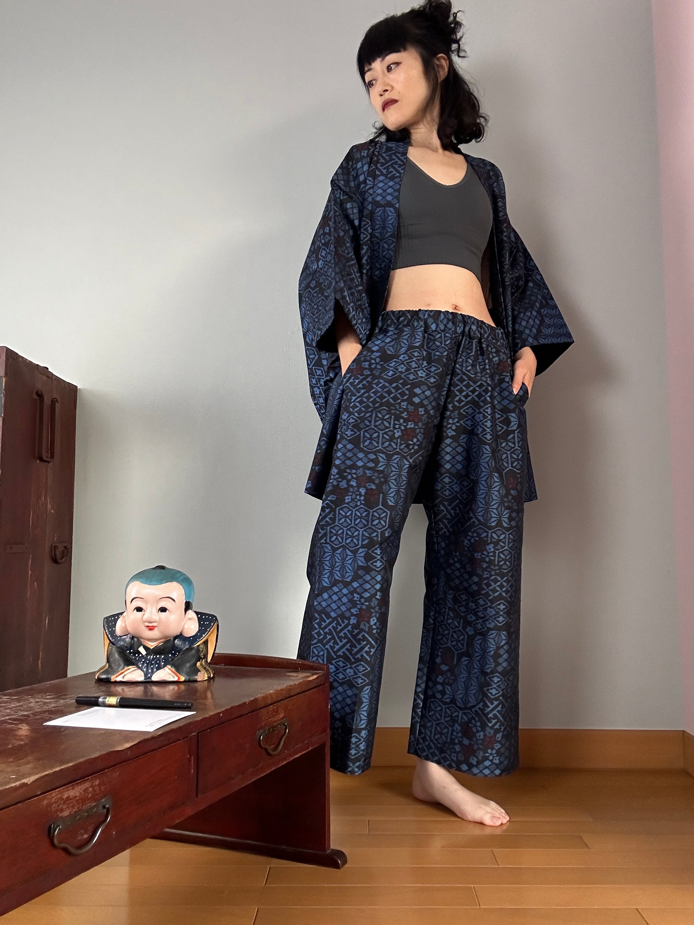Scarf Print Kimono & Relaxed Fit Trousers | boohoo DK