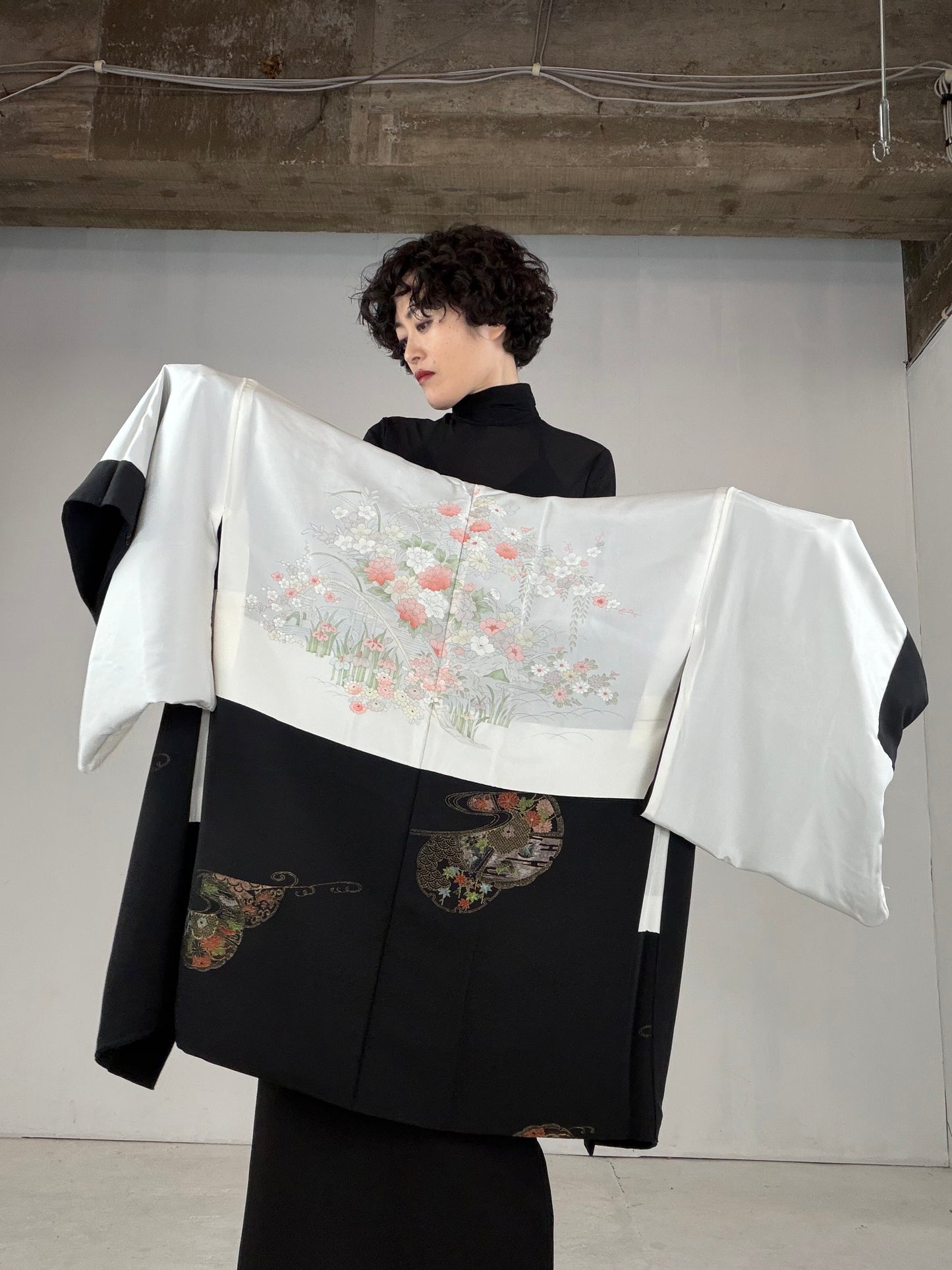 VINTAGE BLACK HAORI  "BLK151"