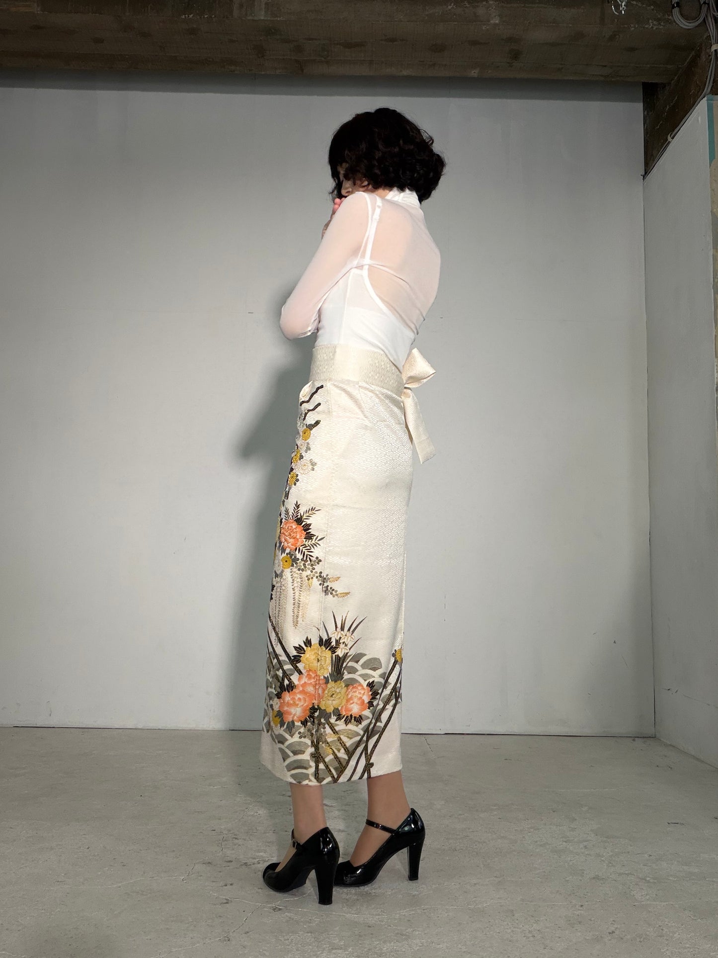 IROTOME SKIRT UPCYCLED FROM JAPANESE KIMONO "IRO136"