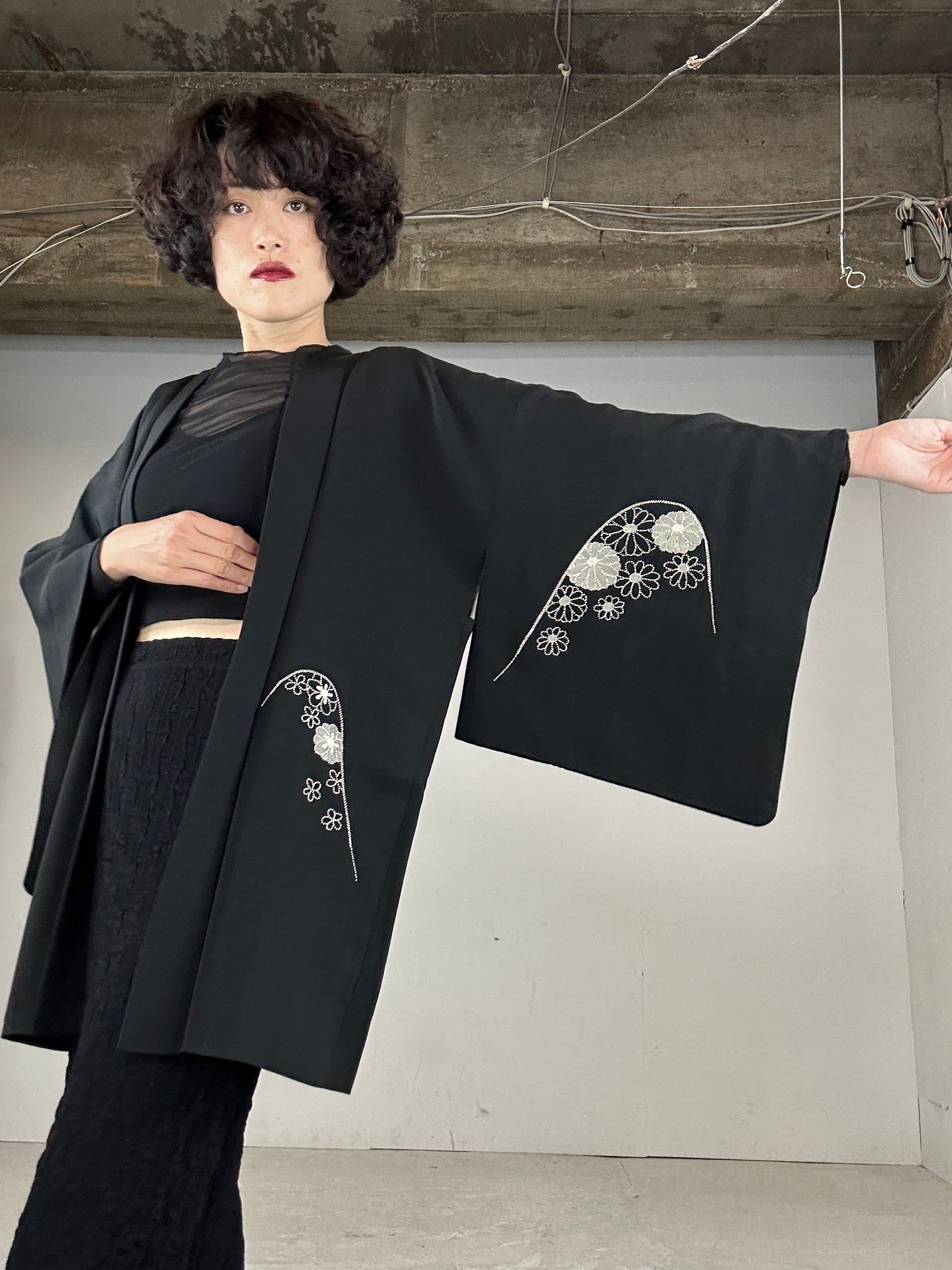 VINTAGE BLACK HAORI "machi dashi"