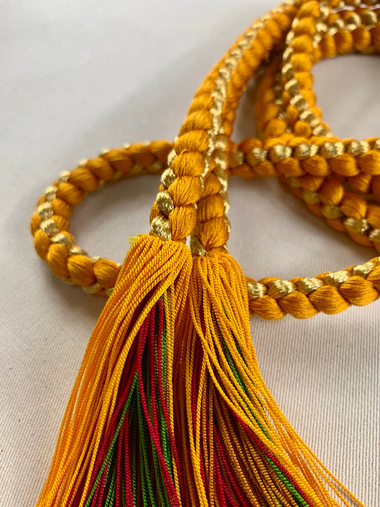 KIMONO OBI Belt Tie Vintage Silk Kimono Cord OBIJIME”yellow,gold”
