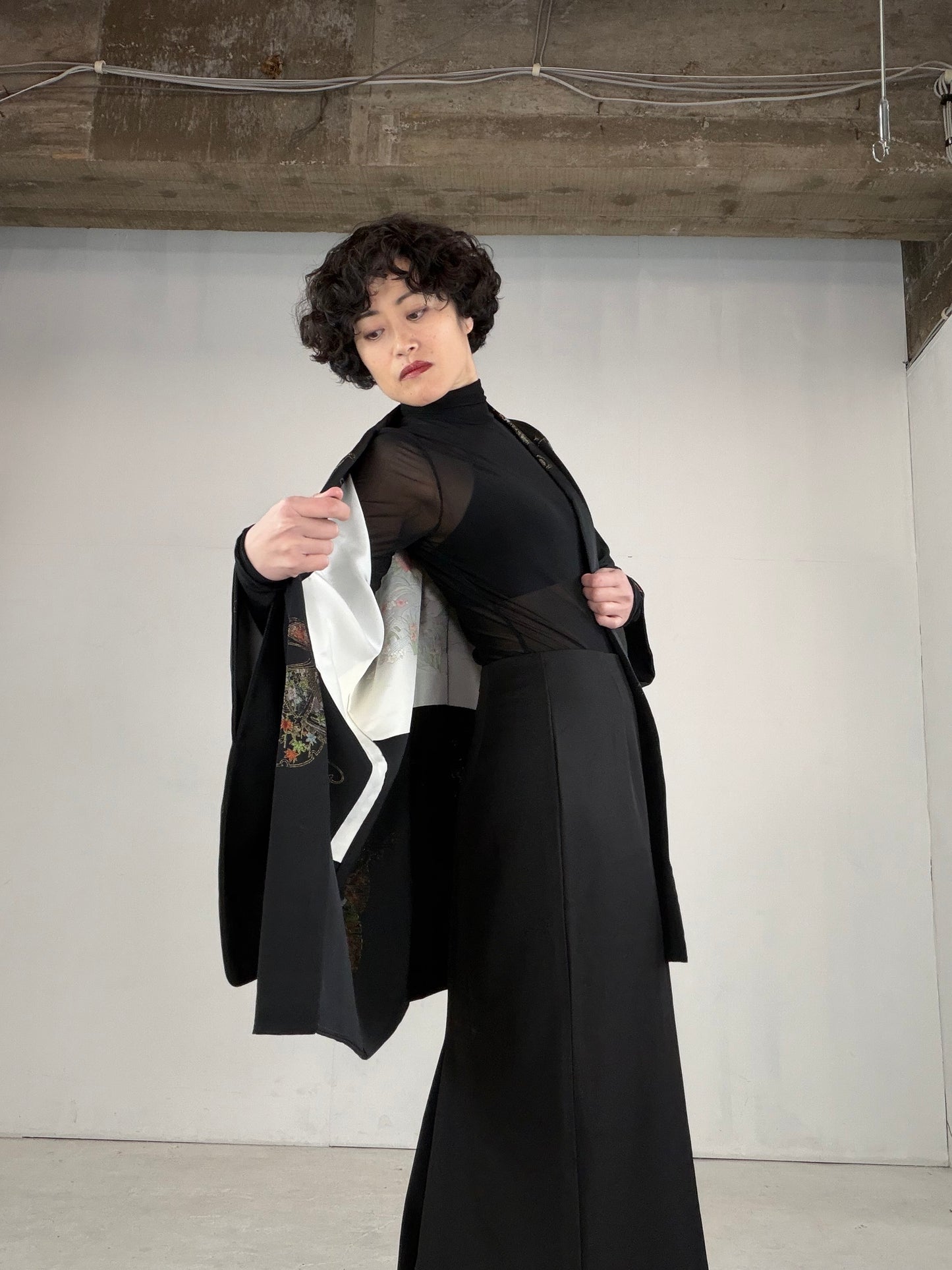 VINTAGE BLACK HAORI  "BLK151"