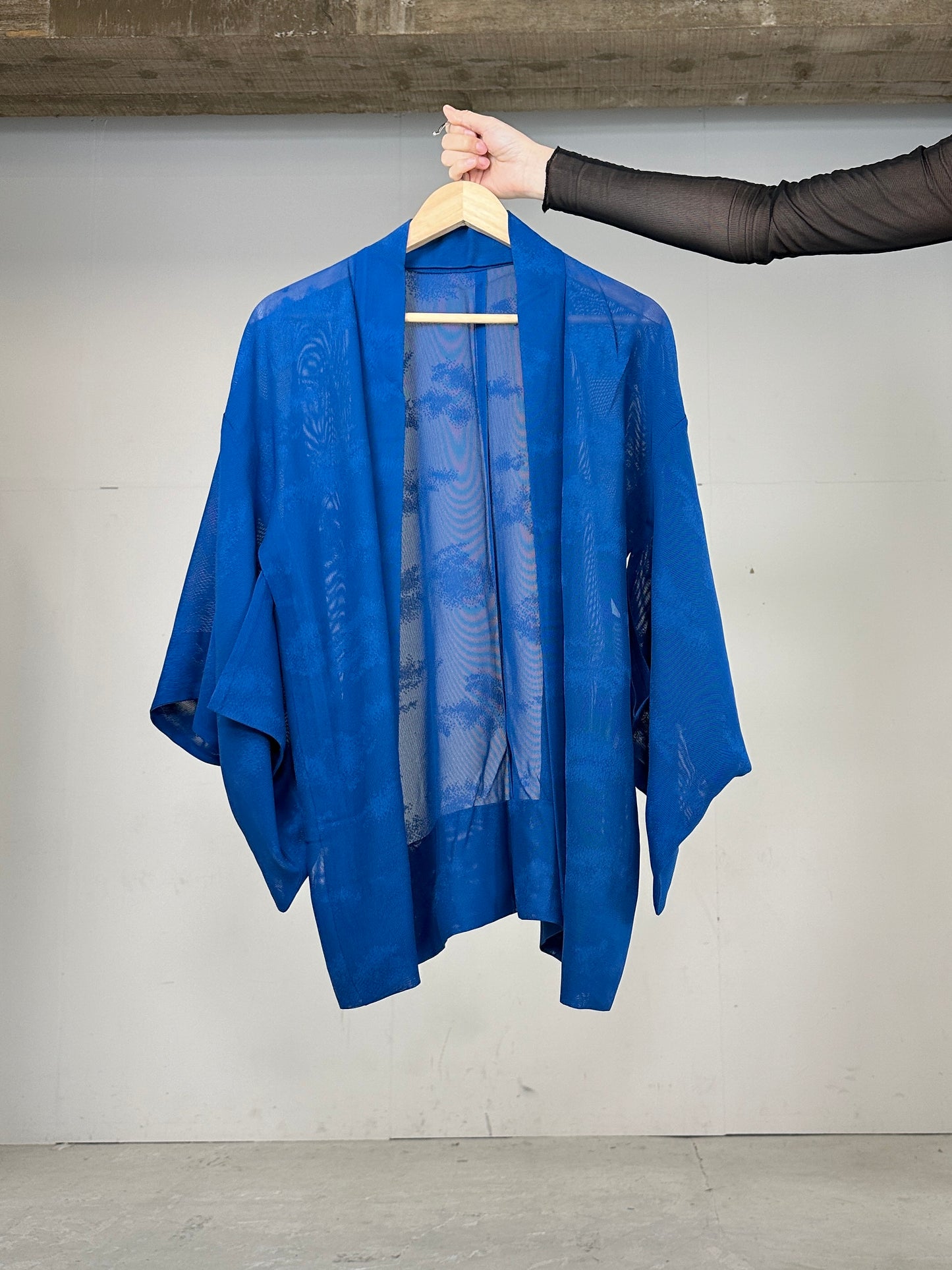 VINTAGE BLUE HAORI SHEER "trees"