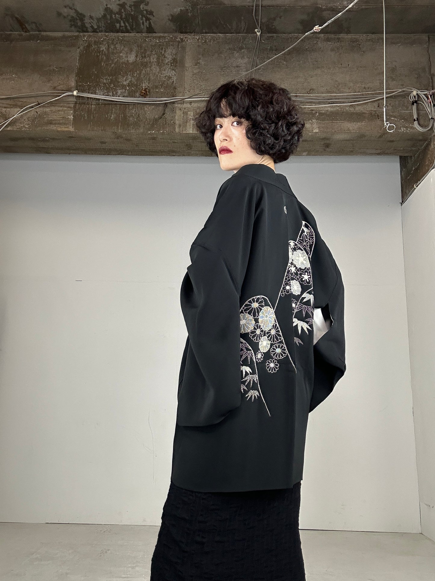 VINTAGE BLACK HAORI "machi dashi"