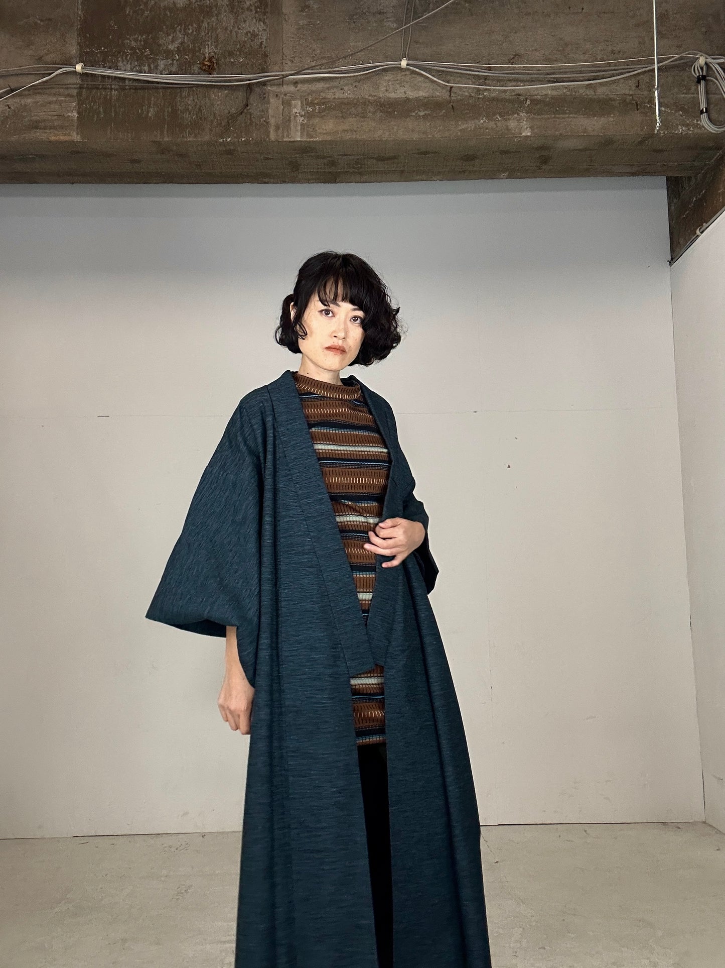 VINTAGE TSUMUGI KIMONO "blue"