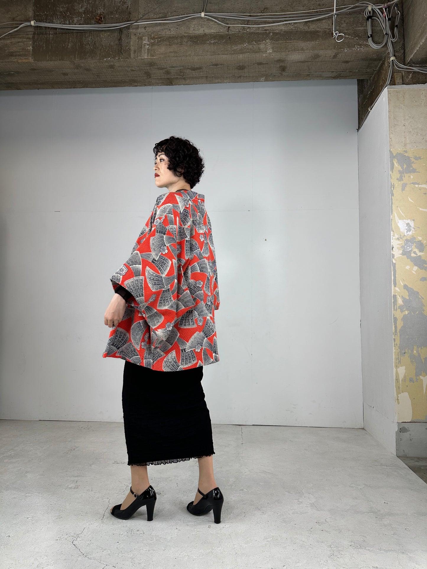 VINTAGE SHIBORI HAORI fujimusume ougi