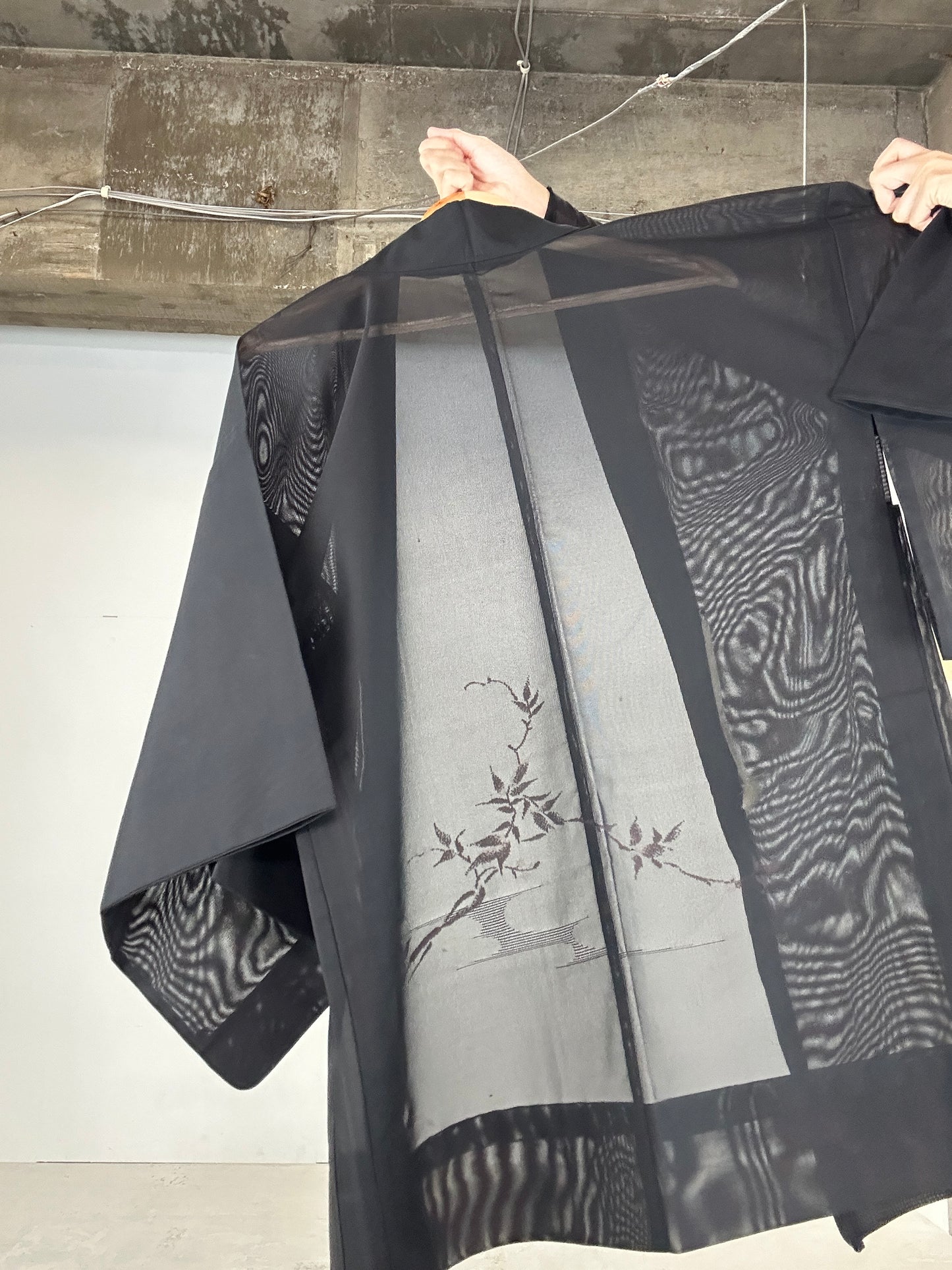 VINTAGE BLACK HAORI SHEER “aka 005 jyumoku"