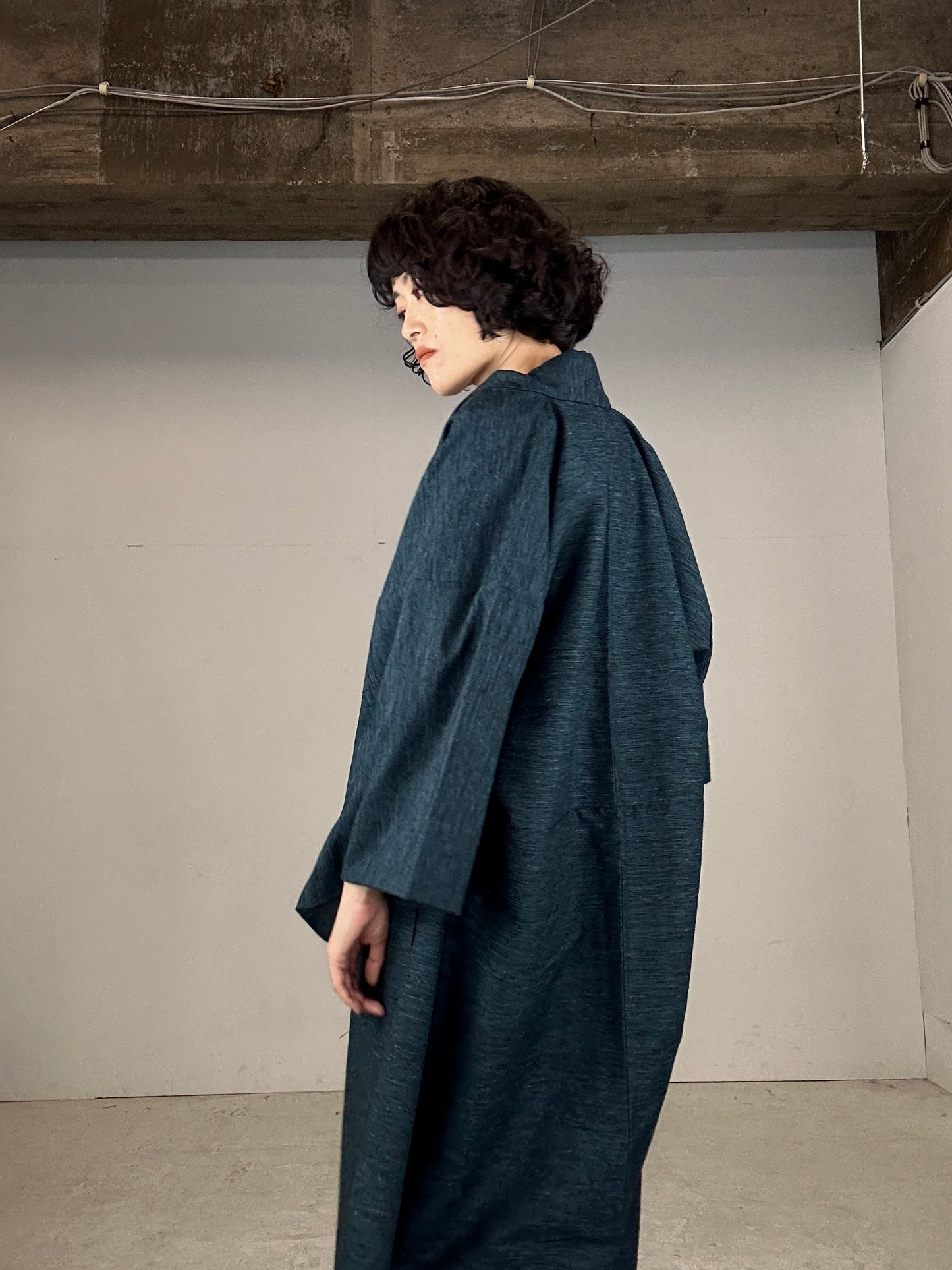 VINTAGE TSUMUGI KIMONO "blue"