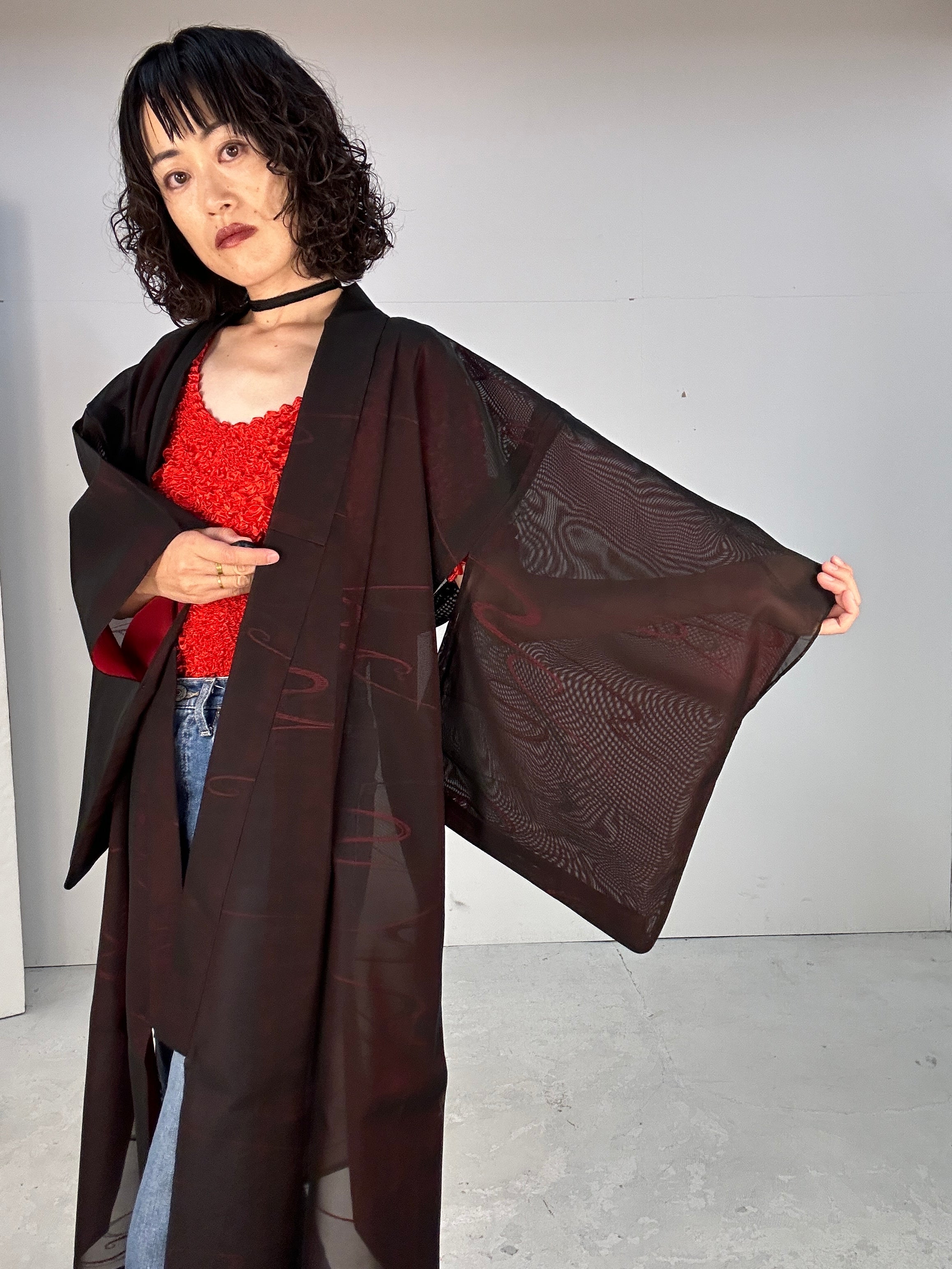 Black and red outlet kimono dress