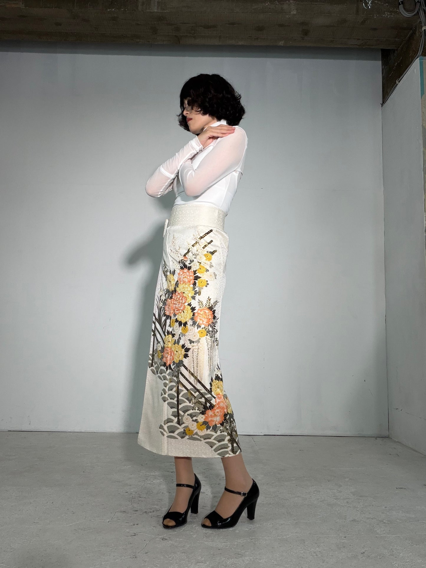 IROTOME SKIRT UPCYCLED FROM JAPANESE KIMONO "IRO136"