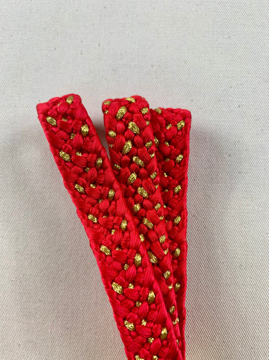 KIMONO OBI Belt Tie Vintage Silk Kimono Cord OBIJIME "red,gold,hiraori”