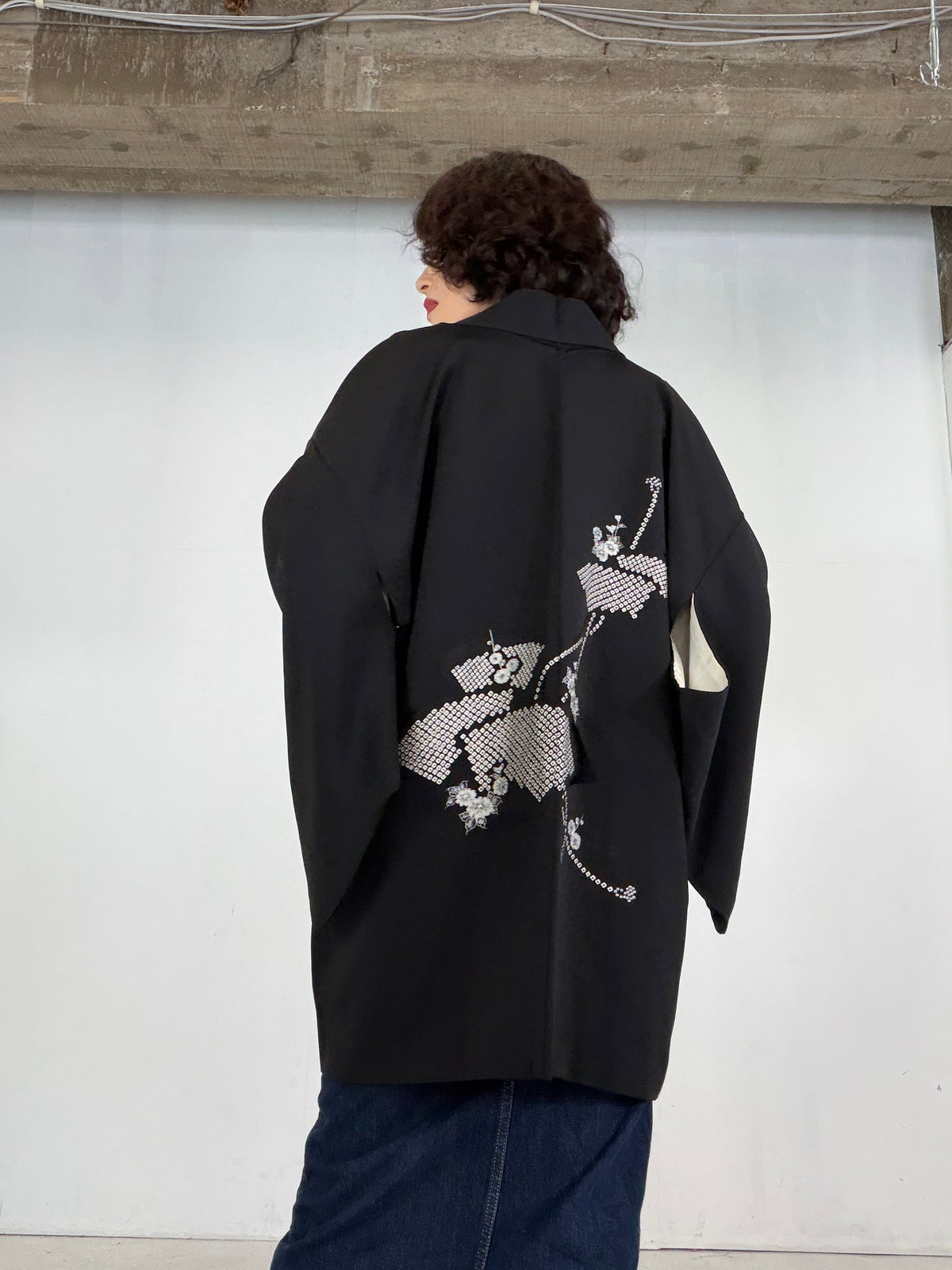 VINTAGE BLACK HAORI  "BLK204" *damage